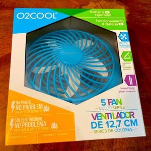 O 2 Cool 5-Inch Portable Fan Desk Travel, Blue Battery Operated